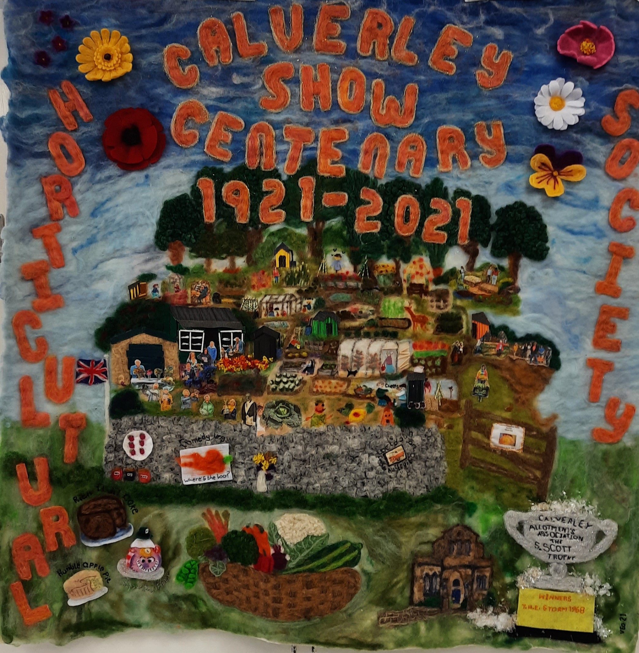 A textile piece celebrating the Calverley Horticultural Society Centenary